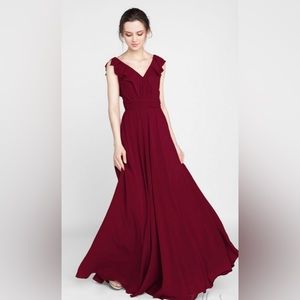 Like New! Ruffled V-neck Chiffon Long Bridesmaid Dress from Tulle & Chantilly